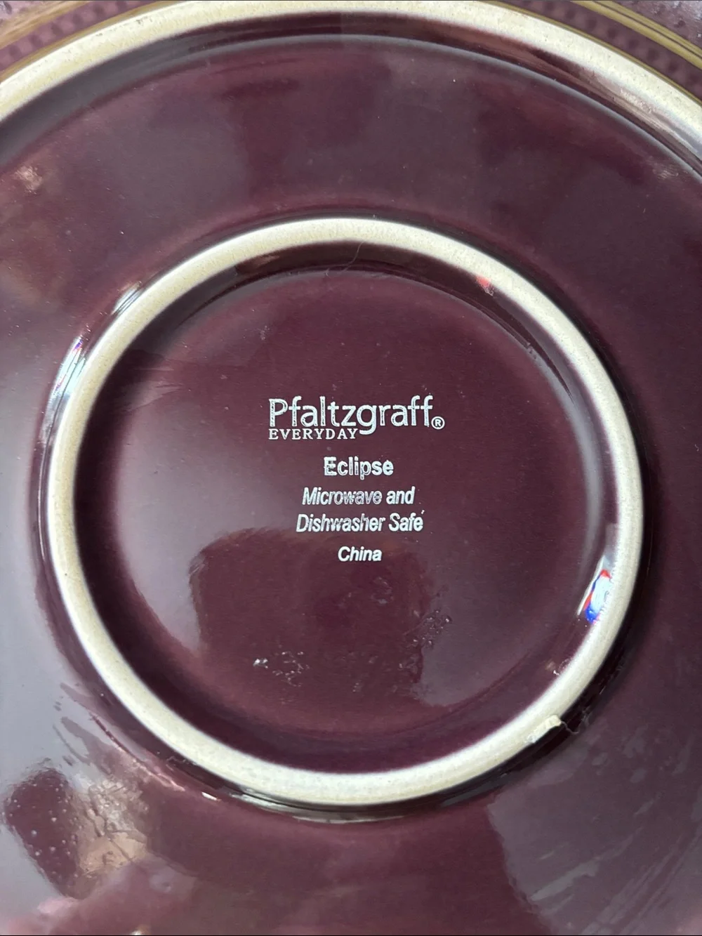 New Pfaltzgraff Eclipse Purple Gradient Rim Ceramic Large Dinner Plate